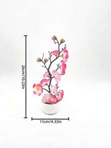 1件人造盆栽花，塑料小号仿真桃花盆栽，家居装饰假植物，秋季装饰，房间书桌装饰，花园装饰，房间装饰用品，情人节礼物，生日礼物，毕业礼物，返校礼物，学习用品 - 玫紅色 - 查看 9