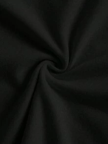 女士卡通熊印花休闲短袖T恤 - 黑色 - 查看 4