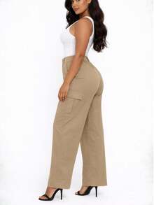 Pantalón de vestir con bolsas de cargo - Camel - Ver 2