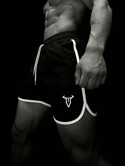 RISE LYT 男士公牛印花抽绳腰带运动短裤