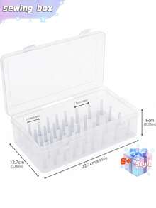 SHEIN 42 Axis Capacity Sewing Thread Storage Organizer, Clear Plastic Embroidery Thread Box, Portable Needlework Carrying Case With Handle, For DIY Sewing & Sewing Supplies - Multicolor - View 2