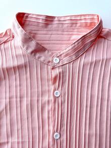 Surfspeed Front Button Short Sleeve Casual Summer Shirt And Shorts Set - Pink - View 4