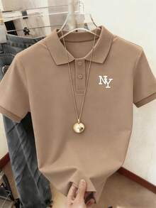 Resyla Women's Polo Shirt With New York NY Logo Print - Khaki - View 4