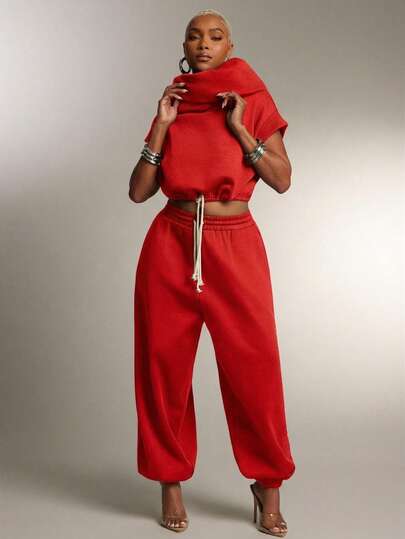 Denimoi Drop Crotch Baggy Sweatpants Fashionable Streetwear Cozy Bottoms Everyday Loungewear