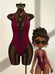 Zestiva Bộ đồ bơi liền thân nữ mùa xuân hè 2026, phong cách Boho Chic đính hạt acrylic, dây buộc nơ, nhiều màu sắc, kiểu dáng gợi cảm, cắt cao, sang trọng, lãng mạn cho kỳ nghỉ, thời trang mới mùa xuân hè 2026, thích hợp cho năm mới, ngày Valentine, mùa tựu trường, mùa du lịch, đi biển, tiệc trà chiều, tiệc tùng, mặc hàng ngày, thể thao ngoài trời, trang phục thời trang. - Màu Đỏ Sâu - Xem 3