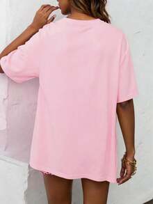 a para Mujer de 180g (Tallas S-XXXL), Ropa Casual Urbana para Vacaciones de Verano, Camiseta Gráfica de Manga Corta, Camisetas Divertidas con Texto Colorido, Camiseta Personalizada para Mamá - Rosa - Ver 2