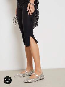 SHUZIA Giày búp bê Mary Jane dáng rộng thoải mái dành cho nữ, chất liệu giả da, mũi vuông, dệt kim. - Bạc kim loại - Xem 4