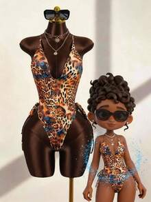 Zestiva Bộ đồ bơi liền thân dành cho nữ size 26SS mùa xuân/hè, gợi cảm và thanh lịch cho kỳ nghỉ biển, khu nghỉ dưỡng trên đảo, họa tiết da báo hoang dã và rực rỡ, cổ chữ V sâu, lưng hở nhiều dây, cắt cao ở chân, áo tắm liền thân. - Màu tím  Violet - Xem 1