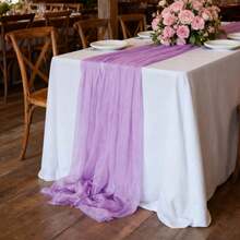 一件长 6 英尺、高 57 英寸的飘逸雪纺桌裙，加长款 - 彩色 - 查看 13