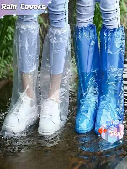 10/50Pcs 45Cm High Unisex Disposable Waterproof Shoe Covers, Thickened Waterproof, Anti-Slip And Dustproof Shoe Covers, Easy To Carry, Suitable For Gardening, Outdoor, Rainy Day Riding, School, Office, Home, Travel