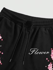 Manfinity Joysei 男士休闲樱花印花T恤短裤套装，夏季 - 彩色 - 查看 7