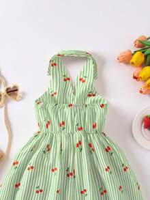 SHEIN Casuvi Kids Đầm mùa hè thời trang mới cho bé gái, cổ polo, hở lưng, thắt eo, kiểu dáng ngọt ngào, thích hợp cho kỳ nghỉ, đầm dự tiệc cho bé gái. - màu xanh lá - Xem 7