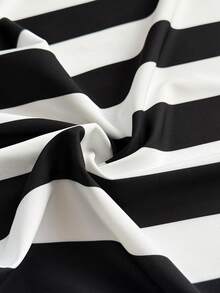 Maweii 大码女式露肩条纹休闲百搭日常上衣 - 黑與白 - 查看 7