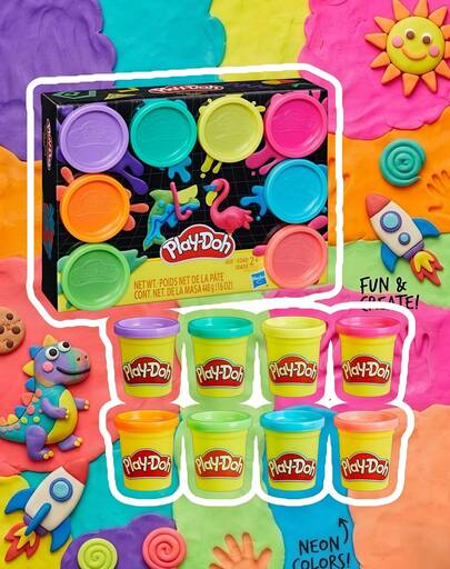 Hasbro Modeling Clay Set 8 Colors 454g Soft Molding Dough Kit, Bright Rainbow Craft Compound For DIY Art Projects, Easy Shape Reusable Play Material, Creative Classroom Activity Supplies Gift Idea
