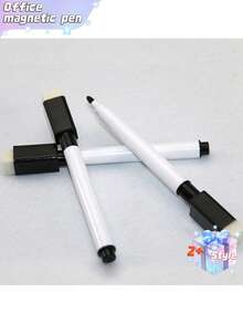 3/10pcs Black Erasable Magnetic Writing Marker Pen, Water-Based Erasable Whiteboard Pen For Blackboard, Wet Erasable Led Light Board Pen With Felt, Erasable Dustless Chalk For Blackboard, Magnetic Wiper Dry-Erase Marker With Brush, Erasable Sign Pen, Water-Based Whiteboard Pen Best Gifts Birthday - Multicolor - View 3
