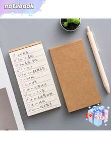 SHEIN A7 Simple Kraft Paper Long Horizontal Line Note Notebook - Brown - View 3