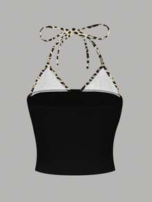 Franclia Áo hai dây cổ yếm họa tiết da báo dành cho nữ - Nhiều màu - Xem 2