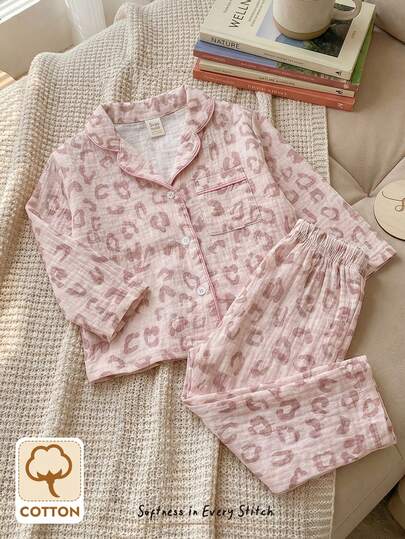 Cozy Pixies Baby Girl Floral Print Lapel Long Sleeve Cardigan And Elastic Waist Pants 2 Pieces Set Toddler Sleepwear Baby Night Wear Toddler Lounge Set 100 Cotton One Year Baby Girl Sleeping Pajama Cotton
