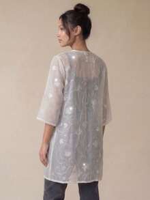 Kimono Blanco Ligero con Diseño Texturizado - Ivory - Ver 3