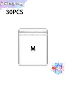 SHEIN 100 个 PVC 透明可重复密封珠宝袋，带拉链，抗氧化，防止失去光泽，用于存放耳环、项链、珠宝、小礼品、配饰派对礼品袋，透明拉链袋防氧化珠宝包装袋（珠宝）收纳盒 - 無色 - 查看 12