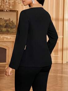 SHEIN Lady 女士休闲翻领长袖西装外套，通勤和外出皆宜 - 彩色 - 查看 2