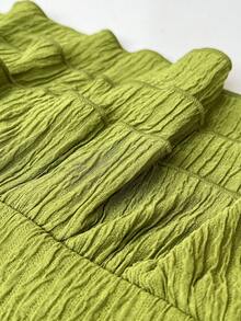 Sunnyshic Große Größen Neckholder Rüschen Saum Retro Amerikanischer Stil Bodycon Kleid - Grün - Übersicht 7