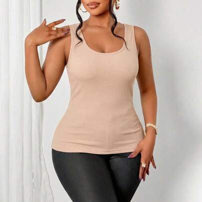 Tank Top de Mujer Talla Plus Size, Extra, Casual, Ideal para el diario, Yoga, Ejercicio, Comoda, Elástica,Top para Mujer Talla Plus, Tejido de Punto