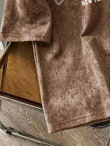 Manfinity Joysei 男士60%棉水洗棕色短袖T恤 - 棕色 - 查看 3