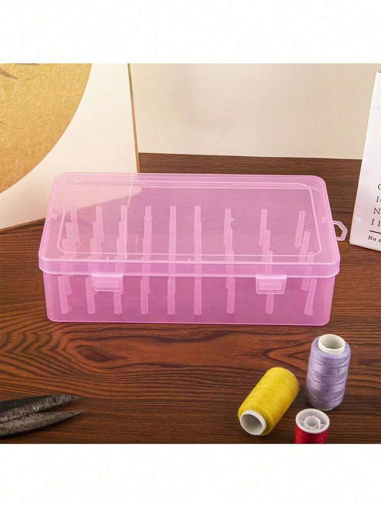SHEIN 42 Axis Capacity Sewing Thread Storage Organizer, Clear Plastic Embroidery Thread Box, Portable Needlework Carrying Case With Handle, For DIY Sewing & Sewing Supplies - Multicolor - View 14