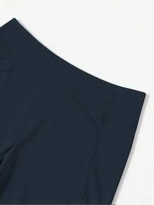 Dark Blue Athletic Shorts For Tween Girls, Featuring A Creative Paneled Construction With Functional Side Pockets, Made From High-Stretch Comfortable Fabric For Unrestricted Movement, Ideal For Cycling, Jogging, Yoga Sessions, And Versatile Training Activities - Navy Blue - View 8