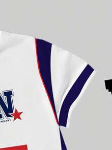 Bộ đồ 2 món cho bé trai, áo thun ngắn tay in hình hoạt hình graffiti + quần jogger cargo, phong cách đường phố hip hop, thoải mái, đa năng cho mọi mùa. - màu đen - Xem 6