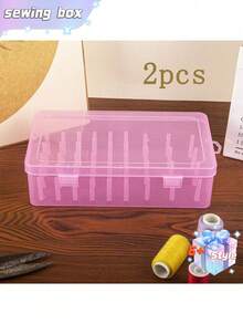 SHEIN 42 Axis Capacity Sewing Thread Storage Organizer, Clear Plastic Embroidery Thread Box, Portable Needlework Carrying Case With Handle, For DIY Sewing & Sewing Supplies - Multicolor - View 7
