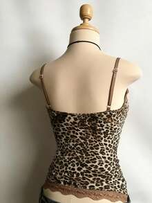 Lalippa 女士豹纹撞色蕾丝吊带背心 - 彩色 - 查看 2