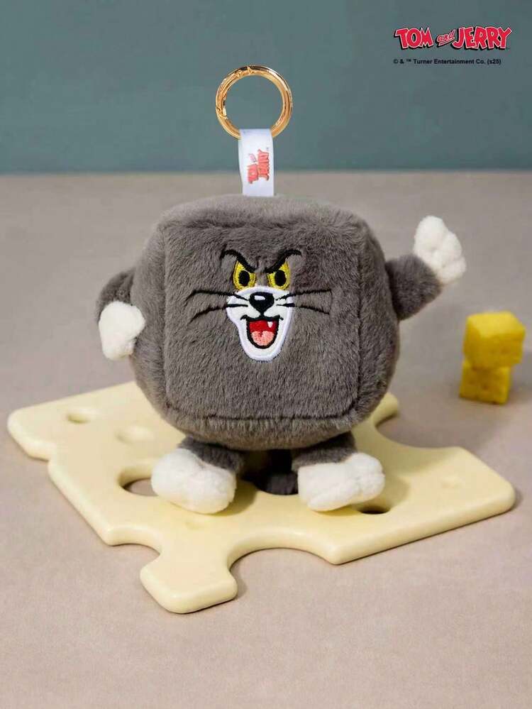 TOM & JERRY 1个POKOJA LAND方形特殊造型钥匙扣，卡通人物玩偶挂件，柔软非毛绒填充动物，可挂在背包、钱包上，是生日或周年纪念日送给粉丝的独特礼物 - 灰色 - 查看 9