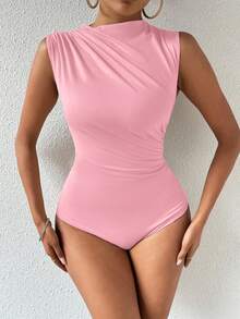 VaVaBold Women's Sleeveless Ruched Bodysuit - Pink - View 7