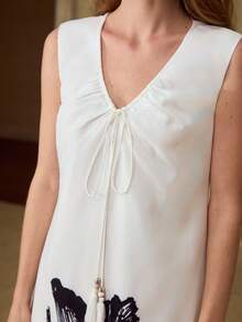 MOTF PREMIUM WOMEN'S SUMMER FLORAL PRINT SLEEVELESS DRESS - White - View 2