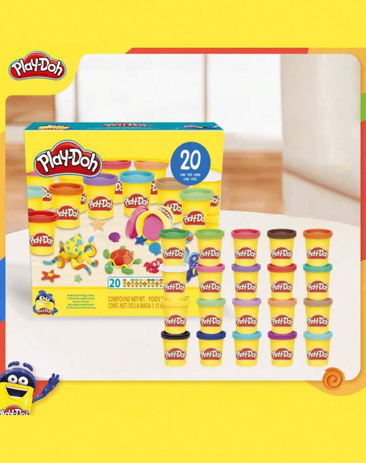 Hasbro 20色1.13公斤软陶泥套装，色彩鲜艳，彩虹色，易于塑形，可重复使用，DIY艺术材料，创意课堂活动用品，礼品之选 - 彩色 - 查看 6