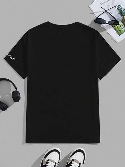 Manfinity EMRG Men's Casual Letter Print T-Shirt, Summer