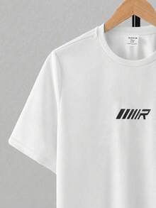 SHEIN Set de 2 sudaderas con cuello redondo con estampado de letras minimalista casual para adolescentes, adecuado para verano, deportes, correr, actividades al aire libre - Blanco - Ver 4