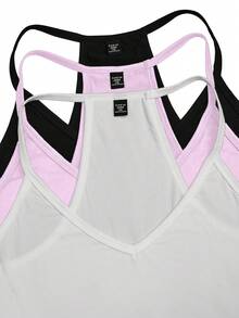 EMERY ROSE Conjunto informal de 3 piezas de talla grande con cuello en V, incluyendo top de tirantes, chaleco y top de entrenamiento para mujer, tops baratos para mujer, paquete de tops de mujer - Multicolor - Ver 3
