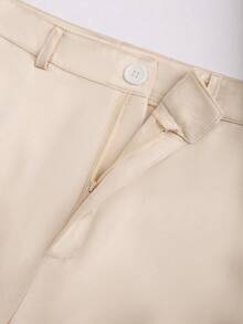 GlowEve 2件套优雅纯色吊带背心和裤子套装，夏季 - 杏色 - 查看 4