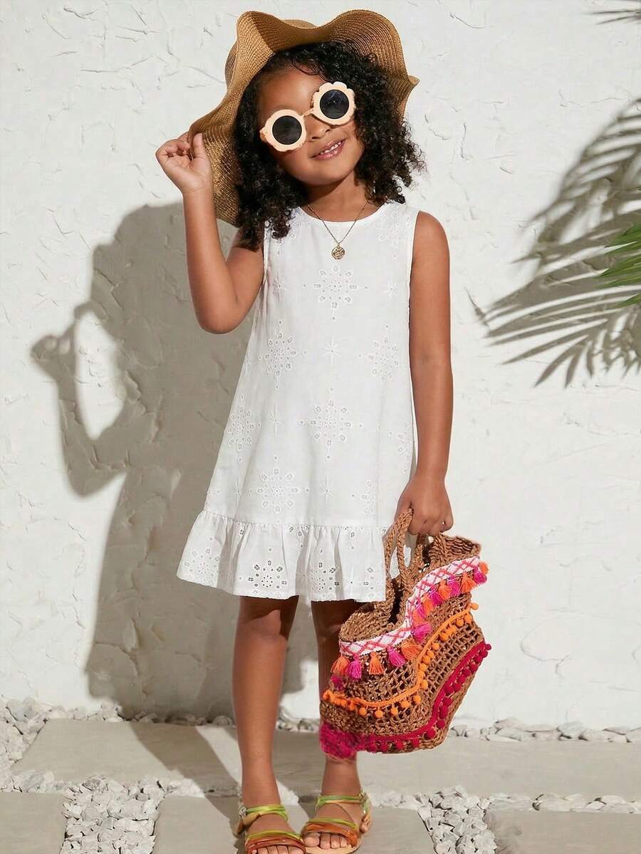SHEIN Young Girl Ditsy Floral Sleeveless Casual Dress,Kids - Multicolor - View 1