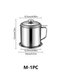 1pc Stainless Steel Oil Filter Containers, Oil Storage Bottle, Oil Storage Cup With Lid, With Strainer For Kitchen,Deep Fryer Oil Storage, Stainless Steel Oil Container, Multifunctional Oil Filter Pot For Kitchen, Christmas - primary color - View 5