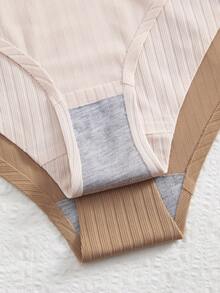 4条装女士条纹面料无缝高腰三角裤 - 彩色 - 查看 5