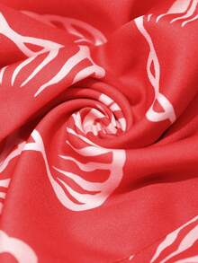 Vivid Eden Quần ống rộng nữ kiểu dáng thường ngày, buộc dây, họa tiết vỏ sò, in hình đại dương, thích hợp cho kỳ nghỉ hè. - Đỏ - Xem 7