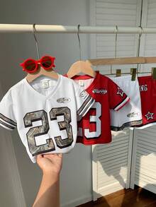 SHEIN 4pcs/Set Baby Boy Cute Casual Sports Style Letter Print Short Sleeve T-Shirt And Shorts Set, Summer Sportswear Outfit - Multicolor - View 9