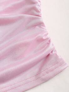 Sweetra Women's Metal Halter Neck Ruched Sexy Versatile Blouse For Dates & Outings - Pink - View 6