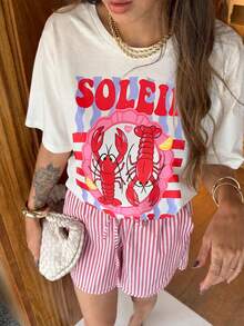 DrmWander Women's T-Shirt, Casual Street Style Graphic Short Sleeve T-Shirt, Cute Summer Top - White - View 1