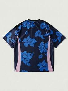 ROMWE MEN Street Life 男士宽松短袖运动T恤 - 藍色 - 查看 3