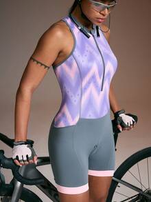 Powerista Women's Cycling Bib Shorts/With Zipper/Cycling Unitard - 4D Padded Design, Built-In Silicone Grippers, MTB-Specific Pants - Multicolor - View 4